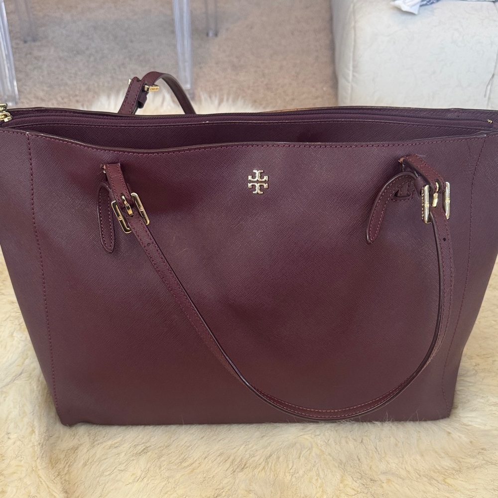 Tory Burch Burgundy Tote Bag